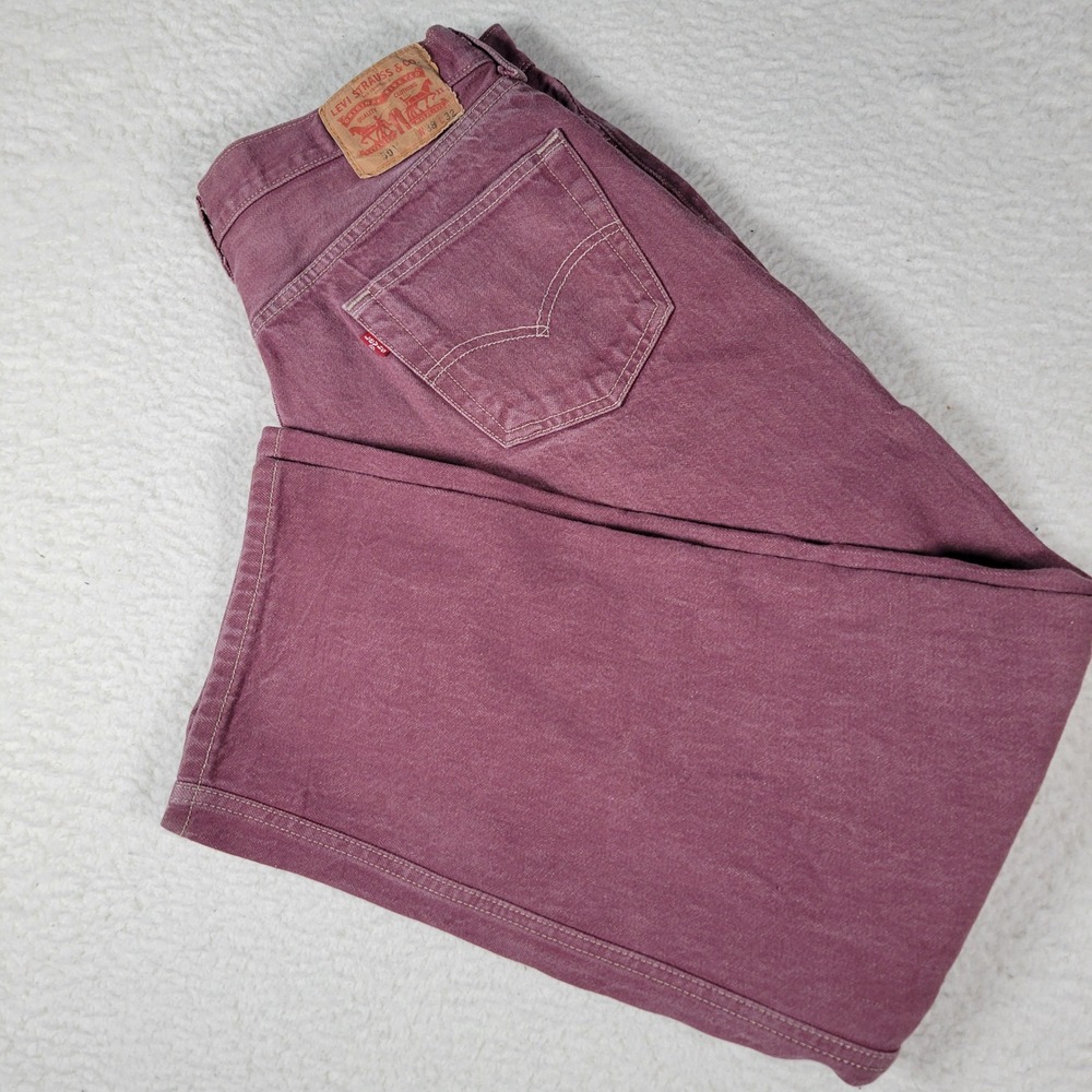 Levi Strauss 501 Jeans Mens 38x32 Maroon Original Fit Button Fly‎ Straight Leg